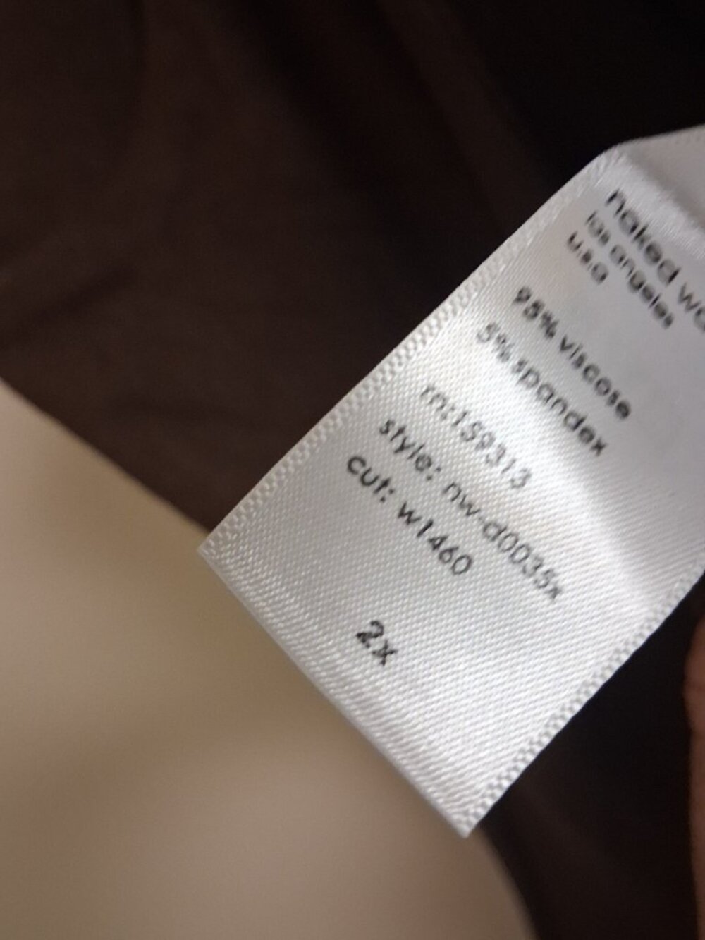 Naked Wardrobe Plus "Hourglass" midi dress. In chic mocha brown. Size 2X NWOT - Picture 5 of 5